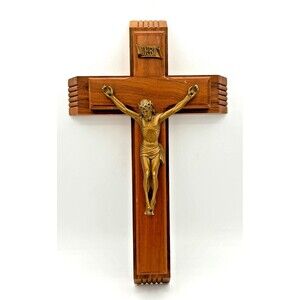 Wooden Crucifix Cross Last Rites Sick Call Candles Holy Water Bottle Vintage EUC